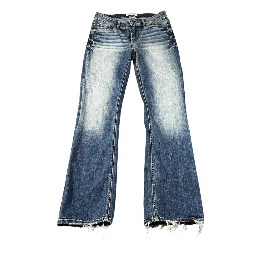 BKE Payton Blue Distressed Bootcut Jeans Faded Wash Womens Size 27 x 31 1/2